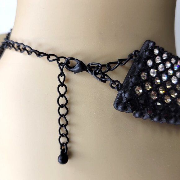 Crystal and Black Choker Necklace - Picture 11 of 13